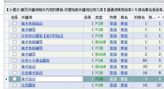 關鍵詞排名展示